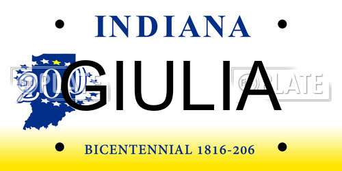 GIULIA Indiana License Plate