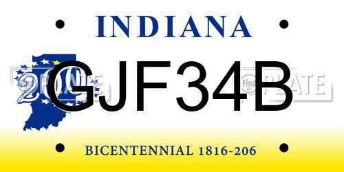 GJF34B Indiana License Plate