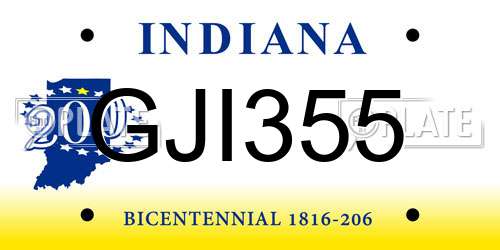 GJI355 Indiana License Plate