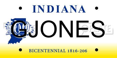GJONES Indiana License Plate
