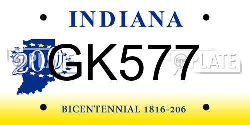 GK577 Indiana License Plate