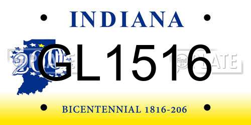 GL1516 Indiana License Plate