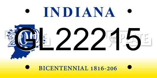 GL22215 Indiana License Plate