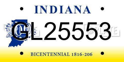 GL25553 Indiana License Plate