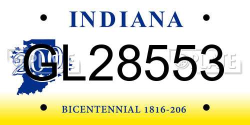 GL28553 Indiana License Plate