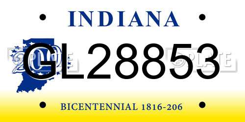 GL28853 Indiana License Plate