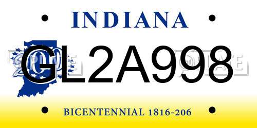 GL2A998 Indiana License Plate