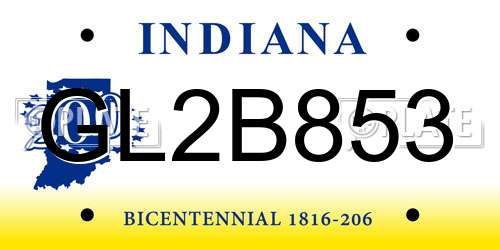 GL2B853 Indiana License Plate