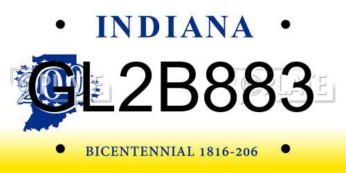 GL2B883 Indiana License Plate