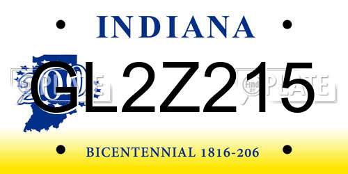 GL2Z215 Indiana License Plate