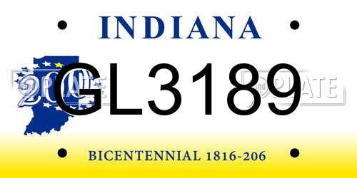 GL3189 Indiana License Plate