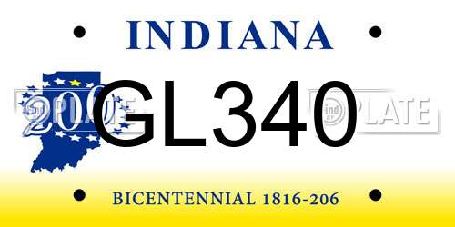 GL340 Indiana License Plate