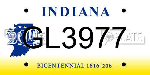 GL3977 Indiana License Plate