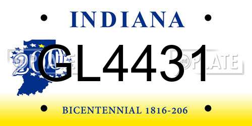 GL4431 Indiana License Plate