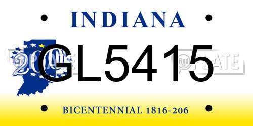 GL5415 Indiana License Plate