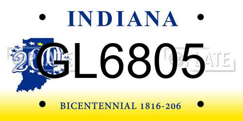 GL6805 Indiana License Plate