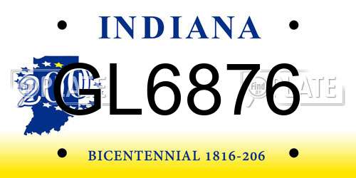 GL6876 Indiana License Plate