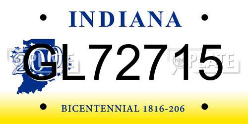 GL72715 Indiana License Plate