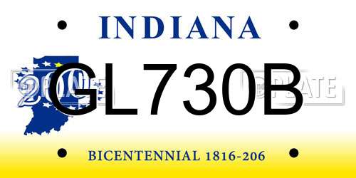 GL730B Indiana License Plate
