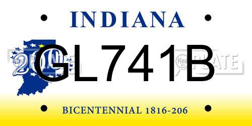 GL741B Indiana License Plate