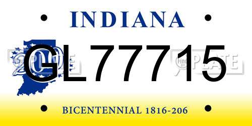 GL77715 Indiana License Plate