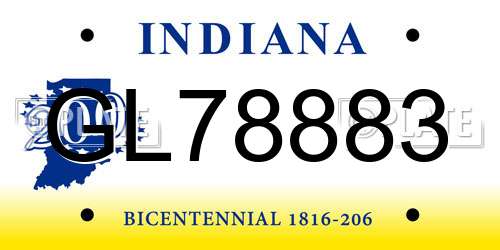 GL78883 Indiana License Plate