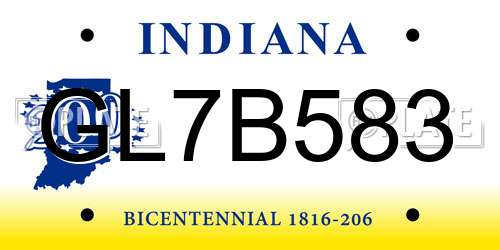 GL7B583 Indiana License Plate