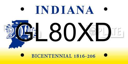 GL80XD Indiana License Plate