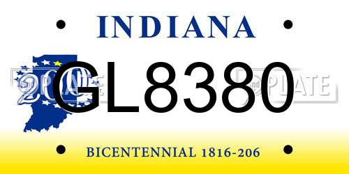 GL8380 Indiana License Plate