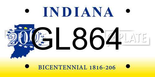 GL864 Indiana License Plate