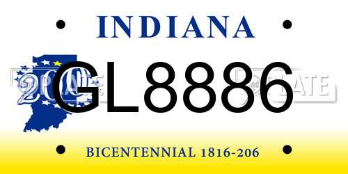 GL8886 Indiana License Plate