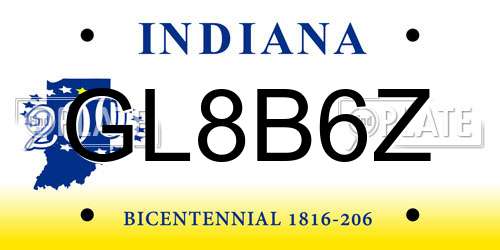 GL8B6Z Indiana License Plate