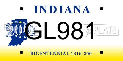 GL981 Indiana License Plate
