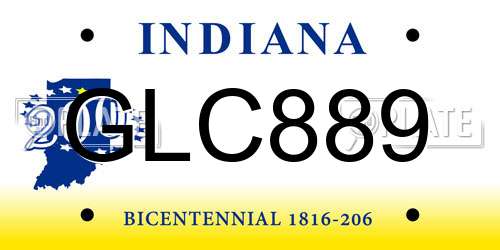 GLC889 Indiana License Plate