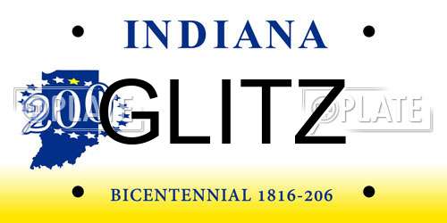GLITZ Indiana License Plate