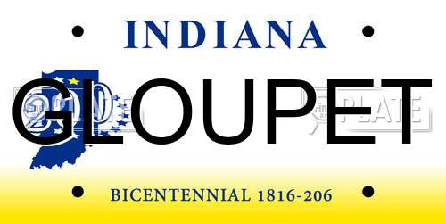 GLOUPET Indiana License Plate