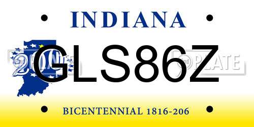 GLS86Z Indiana License Plate