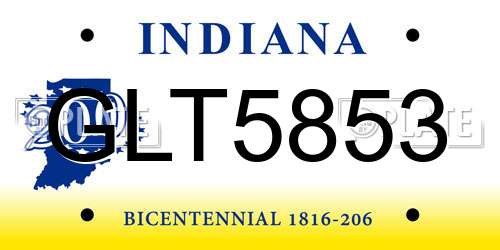 GLT5853 Indiana License Plate