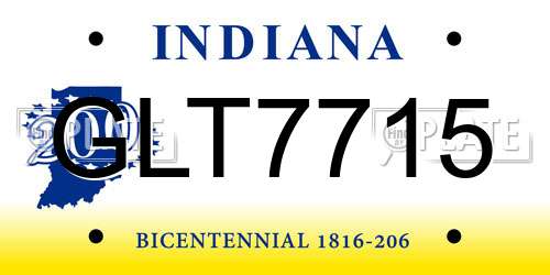 GLT7715 Indiana License Plate