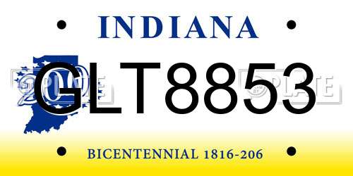GLT8853 Indiana License Plate