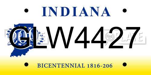 GLW4427 Indiana License Plate