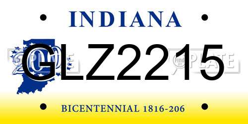GLZ2215 Indiana License Plate