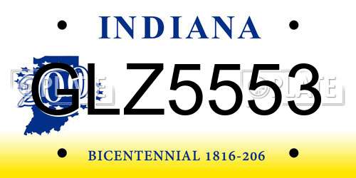 GLZ5553 Indiana License Plate