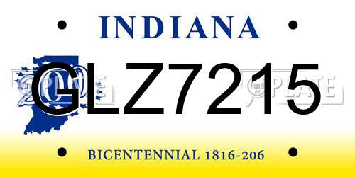 GLZ7215 Indiana License Plate