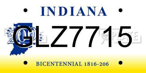 GLZ7715 Indiana License Plate