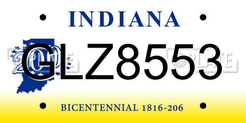GLZ8553 Indiana License Plate