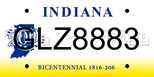 GLZ8883 Indiana License Plate