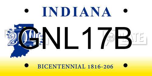 GNL17B Indiana License Plate