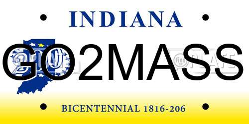 GO2MASS Indiana License Plate