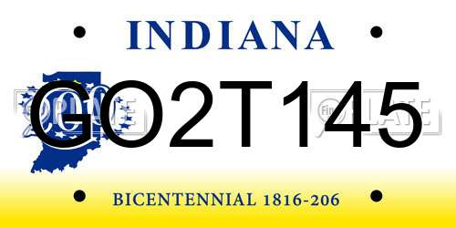 GO2T145 Indiana License Plate